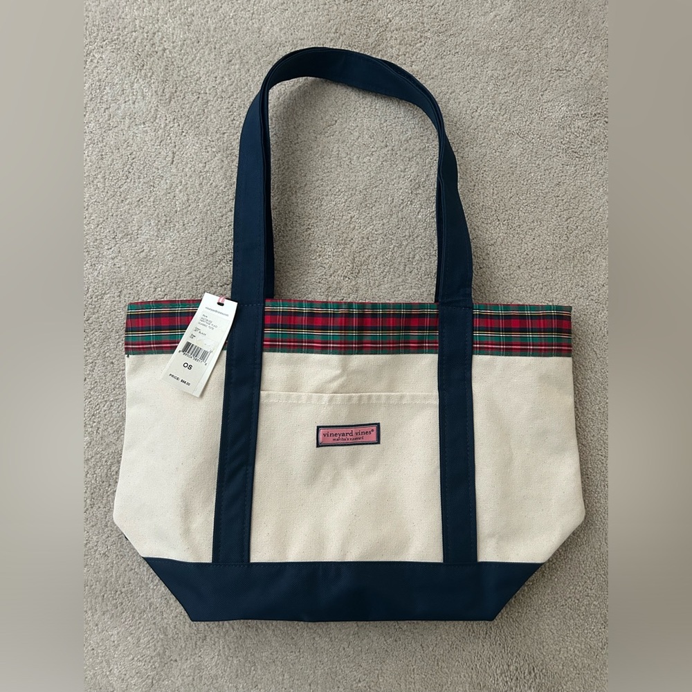 Vineyard Vines Classic Tote Navy/Plaid - NWT